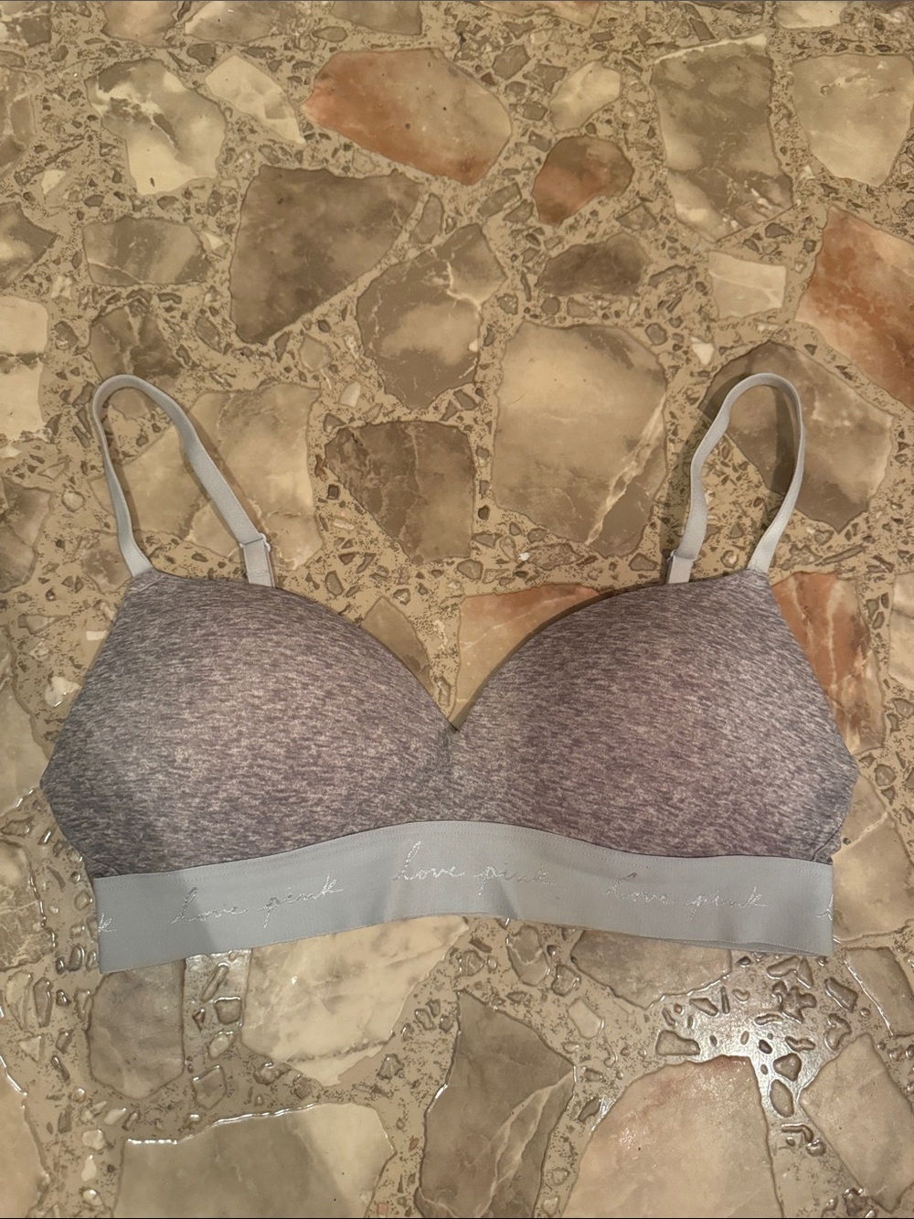 PINK Victoria's Secret Heathered Light Gray Wireless T-Shirt Bra